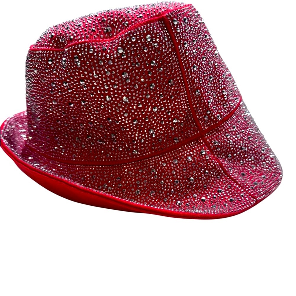 Dazzling Red and Silver Crystals Bucket Hat NWOT - Picture 5 of 8